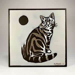 Hand Painted Cat Art Tile